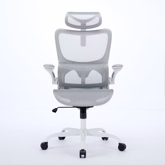Sedia da ufficio ergonomica in rete con schienale alto dal design unico con poggiatesta regolabile 3D