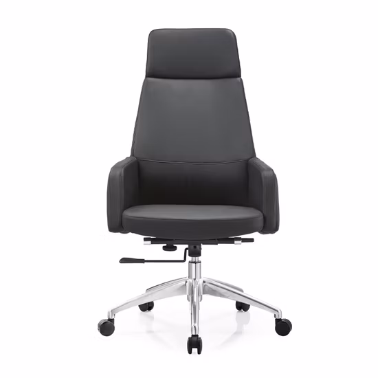 Poltrona direzionale ergonomica per computer da gioco, girevole, con schienale alto, in pelle nera PU Manager per ufficio